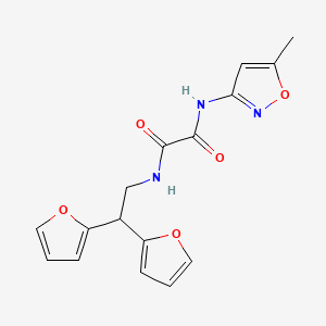 molecular formula C16H15N3O5 B2739724 N1-(2,2-di(furan-2-yl)ethyl)-N2-(5-methylisoxazol-3-yl)oxalamide CAS No. 2309803-27-6
