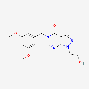 molecular formula C16H18N4O4 B2739727 5-(3,5-dimethoxybenzyl)-1-(2-hydroxyethyl)-1H-pyrazolo[3,4-d]pyrimidin-4(5H)-one CAS No. 899742-94-0