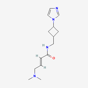 molecular formula C14H22N4O B2739756 (E)-4-(Dimethylamino)-N-[(3-imidazol-1-ylcyclobutyl)methyl]but-2-enamide CAS No. 2411322-39-7
