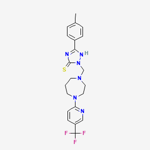molecular formula C21H23F3N6S B2739766 3-(4-methylphenyl)-1-({4-[5-(trifluoromethyl)pyridin-2-yl]-1,4-diazepan-1-yl}methyl)-1H-1,2,4-triazole-5-thiol CAS No. 924235-60-9