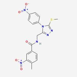 molecular formula C18H16N6O5S B2739773 4-methyl-N-((5-(methylthio)-4-(4-nitrophenyl)-4H-1,2,4-triazol-3-yl)methyl)-3-nitrobenzamide CAS No. 389071-20-9