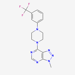 molecular formula C16H16F3N7 B2739774 3-Methyl-7-[4-[3-(trifluoromethyl)phenyl]piperazin-1-yl]triazolo[4,5-d]pyrimidine CAS No. 896367-49-0