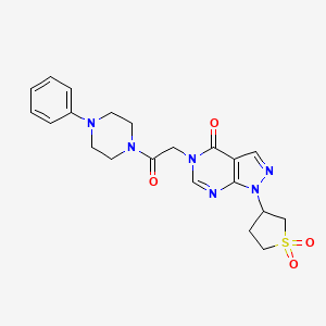 molecular formula C21H24N6O4S B2739781 1-(1,1-dioxidotetrahydrothiophen-3-yl)-5-(2-oxo-2-(4-phenylpiperazin-1-yl)ethyl)-1H-pyrazolo[3,4-d]pyrimidin-4(5H)-one CAS No. 1040645-33-7