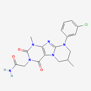 molecular formula C18H19ClN6O3 B2739791 2-[9-(3-氯苯基)-1,7-二甲基-2,4-二氧代-7,8-二氢-6H-嘌呤并[7,8-a]嘧啶-3-基]乙酰胺 CAS No. 876900-91-3