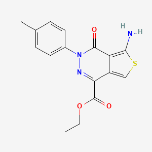 molecular formula C16H15N3O3S B2739805 乙酸-5-氨基-3-(4-甲基苯基)-4-氧代噻吩并[3,4-d]吡啶-1-甲酸酯 CAS No. 128639-62-3