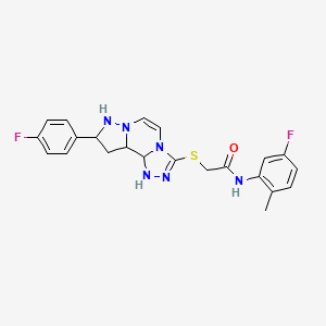 molecular formula C22H16F2N6OS B2739832 N-(5-fluoro-2-methylphenyl)-2-{[11-(4-fluorophenyl)-3,4,6,9,10-pentaazatricyclo[7.3.0.0^{2,6}]dodeca-1(12),2,4,7,10-pentaen-5-yl]sulfanyl}acetamide CAS No. 1207052-27-4