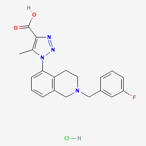 molecular formula C20H20ClFN4O2 B2739840 1-{2-[(3-fluorophenyl)methyl]-1,2,3,4-tetrahydroisoquinolin-5-yl}-5-methyl-1H-1,2,3-triazole-4-carboxylic acid hydrochloride CAS No. 1306605-80-0