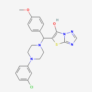 molecular formula C22H22ClN5O2S B2739843 5-((4-(3-氯苯基哌嗪-1-基)(4-甲氧基苯基)甲基)噻唑并[3,2-b][1,2,4]噁二唑-6-醇 CAS No. 868219-83-4