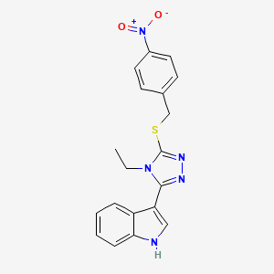 molecular formula C19H17N5O2S B2739847 3-(4-ethyl-5-((4-nitrobenzyl)thio)-4H-1,2,4-triazol-3-yl)-1H-indole CAS No. 852144-23-1