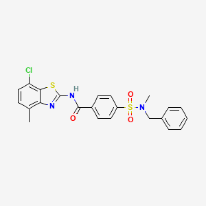 molecular formula C23H20ClN3O3S2 B2739853 4-[苄基(甲基)磺酰胺]-N-(7-氯-4-甲基-1,3-苯并噻唑-2-基)苯甲酰胺 CAS No. 905687-47-0