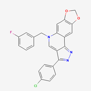 molecular formula C24H15ClFN3O2 B2739862 3-(4-氯苯基)-5-(3-氟苯甲基)-5H-[1,3]二氧杂环[4,5-g]吡唑并[4,3-c]喹啉 CAS No. 866589-76-6