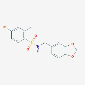 molecular formula C15H14BrNO4S B273987 N-(1,3-benzodioxol-5-ylmethyl)-4-bromo-2-methylbenzenesulfonamide 