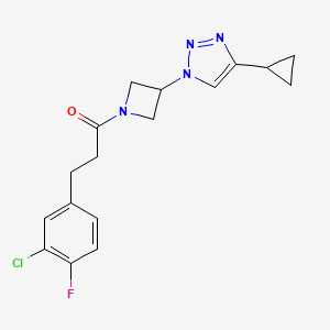 B2739877 3-(3-chloro-4-fluorophenyl)-1-(3-(4-cyclopropyl-1H-1,2,3-triazol-1-yl)azetidin-1-yl)propan-1-one CAS No. 2034611-48-6