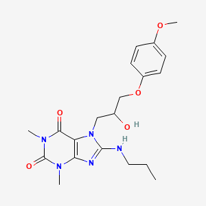 B2739894 7-(2-hydroxy-3-(4-methoxyphenoxy)propyl)-1,3-dimethyl-8-(propylamino)-1H-purine-2,6(3H,7H)-dione CAS No. 333755-51-4