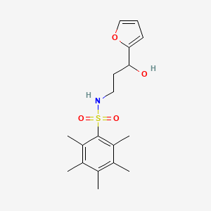 molecular formula C18H25NO4S B2739895 N-(3-(呋喃-2-基)-3-羟基丙基)-2,3,4,5,6-五甲基苯磺酰胺 CAS No. 1421461-84-8