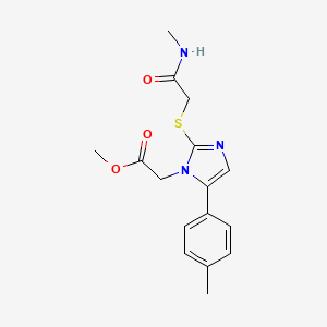molecular formula C16H19N3O3S B2739897 甲酸2-(2-((2-(甲基氨基)-2-氧代乙基)硫)-5-(对甲苯基)-1H-咪唑-1-基)乙酸酯 CAS No. 1206997-31-0