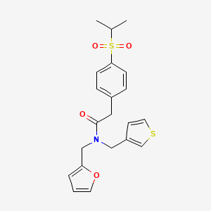 molecular formula C21H23NO4S2 B2739900 N-(呋喃-2-基甲基)-2-(4-(异丙磺酰基)苯基)-N-(噻吩-3-基甲基)乙酰胺 CAS No. 1219903-13-5