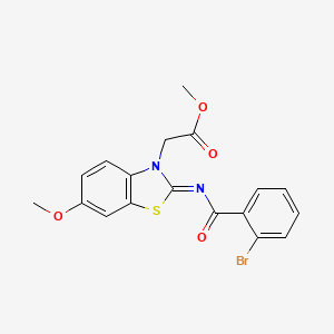 molecular formula C18H15BrN2O4S B2739908 (Z)-甲基-2-(2-((2-溴苯甲酰)亚胺)-6-甲氧基苯并[d]噻唑-3(2H)-基)乙酸酯 CAS No. 865199-68-4
