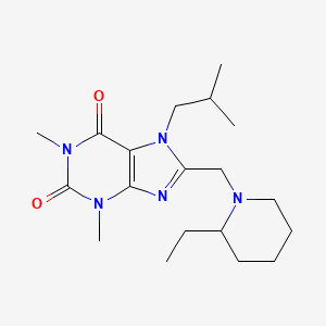 molecular formula C19H31N5O2 B2739913 8-[(2-Ethylpiperidin-1-yl)methyl]-1,3-dimethyl-7-(2-methylpropyl)purine-2,6-dione CAS No. 851941-63-4