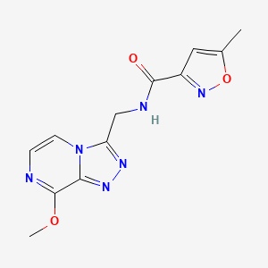 molecular formula C12H12N6O3 B2739926 N-((8-methoxy-[1,2,4]triazolo[4,3-a]pyrazin-3-yl)methyl)-5-methylisoxazole-3-carboxamide CAS No. 2034546-84-2