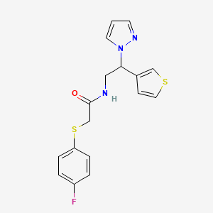 N-(2-(1H-pyrazol-1-yl)-2-(thiophen-3-yl)ethyl)-2-((4-fluorophenyl)thio)acetamide