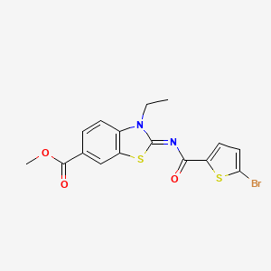 molecular formula C16H13BrN2O3S2 B2739933 Methyl 2-(5-bromothiophene-2-carbonyl)imino-3-ethyl-1,3-benzothiazole-6-carboxylate CAS No. 865545-29-5