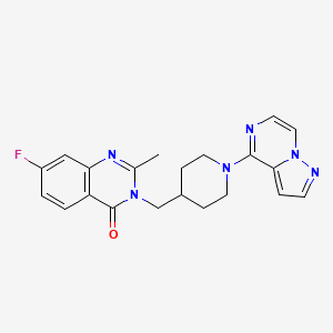 B2739941 7-Fluoro-2-methyl-3-[(1-pyrazolo[1,5-a]pyrazin-4-ylpiperidin-4-yl)methyl]quinazolin-4-one CAS No. 2415517-64-3