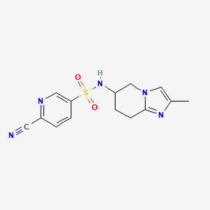 B2739958 6-cyano-N-{2-methyl-5H,6H,7H,8H-imidazo[1,2-a]pyridin-6-yl}pyridine-3-sulfonamide CAS No. 1445612-29-2