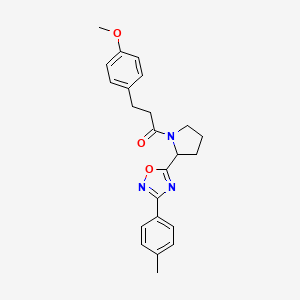 molecular formula C23H25N3O3 B2739970 5-{1-[3-(4-Methoxyphenyl)propanoyl]pyrrolidin-2-yl}-3-(4-methylphenyl)-1,2,4-oxadiazole CAS No. 1788671-19-1