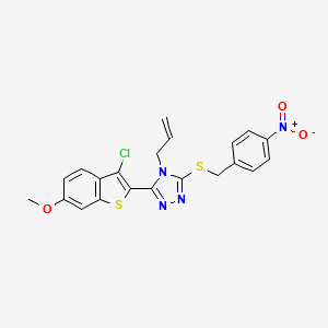 molecular formula C21H17ClN4O3S2 B2739990 4-烯丙基-3-(3-氯-6-甲氧基苯并[1,3]噻吩-2-基)-5-((4-硝基苯甲基)硫)-4H-1,2,4-三唑 CAS No. 489402-92-8