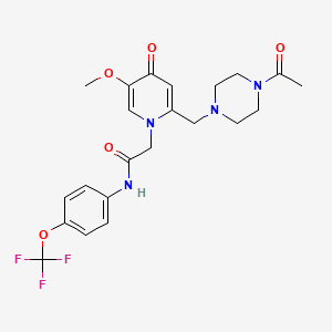 molecular formula C22H25F3N4O5 B2740005 2-(2-((4-acetylpiperazin-1-yl)methyl)-5-methoxy-4-oxopyridin-1(4H)-yl)-N-(4-(trifluoromethoxy)phenyl)acetamide CAS No. 921495-39-8