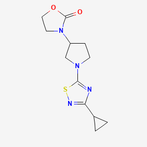 molecular formula C12H16N4O2S B2740012 3-[1-(3-Cyclopropyl-1,2,4-thiadiazol-5-yl)pyrrolidin-3-yl]-1,3-oxazolidin-2-one CAS No. 2380173-82-8