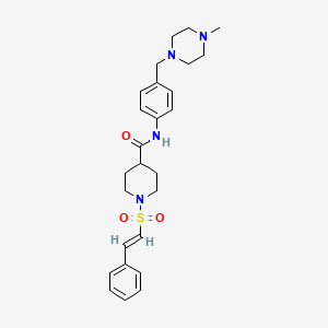 molecular formula C26H34N4O3S B2740018 N-[4-[(4-methylpiperazin-1-yl)methyl]phenyl]-1-[(E)-2-phenylethenyl]sulfonylpiperidine-4-carboxamide CAS No. 1110916-89-6