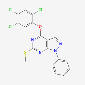 molecular formula C18H11Cl3N4OS B2740025 6-(methylsulfanyl)-1-phenyl-1H-pyrazolo[3,4-d]pyrimidin-4-yl 2,4,5-trichlorophenyl ether CAS No. 341968-32-9