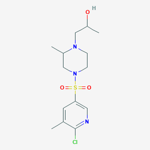 molecular formula C14H22ClN3O3S B2740031 1-{4-[(6-Chloro-5-methylpyridin-3-yl)sulfonyl]-2-methylpiperazin-1-yl}propan-2-ol CAS No. 1797330-89-2