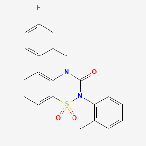 molecular formula C22H19FN2O3S B2740036 2-(2,6-二甲基苯基)-4-(3-氟苄基)-2H-苯并[e][1,2,4]噻二嗪-3(4H)-酮 1,1-二氧化物 CAS No. 941906-64-5