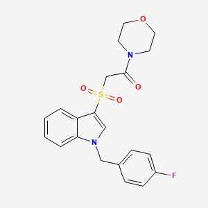 molecular formula C21H21FN2O4S B2740038 2-((1-(4-氟苄基)-1H-吲哚-3-基)磺酰)-1-吗啉基乙酮 CAS No. 686744-01-4