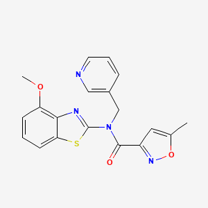 molecular formula C19H16N4O3S B2740042 N-(4-methoxybenzo[d]thiazol-2-yl)-5-methyl-N-(pyridin-3-ylmethyl)isoxazole-3-carboxamide CAS No. 941954-50-3