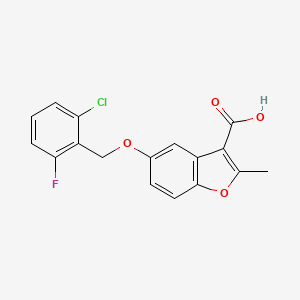 molecular formula C17H12ClFO4 B2740045 5-[(2-Chloro-6-fluorophenyl)methoxy]-2-methyl-1-benzofuran-3-carboxylic acid CAS No. 307552-27-8