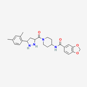 N-{1-[3-(2,4-dimethylphenyl)-1H-pyrazole-5-carbonyl]piperidin-4-yl}-2H-1,3-benzodioxole-5-carboxamide