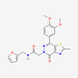 molecular formula C21H20N4O5S B2740050 2-(7-(3,4-dimethoxyphenyl)-2-methyl-4-oxothiazolo[4,5-d]pyridazin-5(4H)-yl)-N-(furan-2-ylmethyl)acetamide CAS No. 941898-15-3