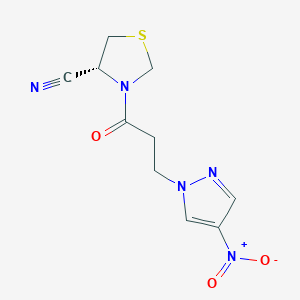 molecular formula C10H11N5O3S B2740051 (4R)-3-[3-(4-Nitropyrazol-1-yl)propanoyl]-1,3-thiazolidine-4-carbonitrile CAS No. 2248479-83-4