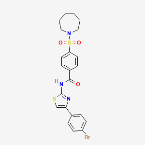 molecular formula C22H22BrN3O3S2 B2740070 4-(氮杂庚烷-1-基磺酰)-N-(4-(4-溴苯基)噻唑-2-基)苯甲酰胺 CAS No. 307336-26-1