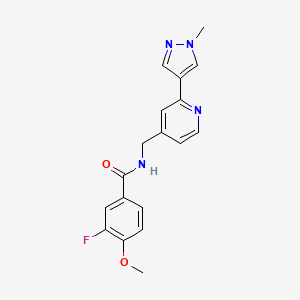 molecular formula C18H17FN4O2 B2740087 3-fluoro-4-methoxy-N-((2-(1-methyl-1H-pyrazol-4-yl)pyridin-4-yl)methyl)benzamide CAS No. 2034309-65-2