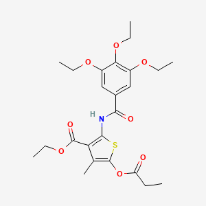 molecular formula C24H31NO8S B2740089 乙酸 4-甲基-5-(丙酰氧基)-2-(3,4,5-三乙氧基苯甲酰基)噻吩-3-甲酸酯 CAS No. 398999-10-5
