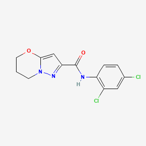 molecular formula C13H11Cl2N3O2 B2740090 N-(2,4-dichlorophenyl)-6,7-dihydro-5H-pyrazolo[5,1-b][1,3]oxazine-2-carboxamide CAS No. 1428374-46-2