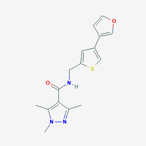 molecular formula C16H17N3O2S B2740096 N-{[4-(furan-3-yl)thiophen-2-yl]methyl}-1,3,5-trimethyl-1H-pyrazole-4-carboxamide CAS No. 2380034-57-9