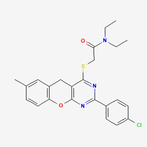 2-((2-(4-chlorophenyl)-7-methyl-5H-chromeno[2,3-d]pyrimidin-4-yl)thio)-N,N-diethylacetamide