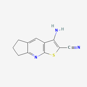 molecular formula C11H9N3S B2740109 3-amino-6,7-dihydro-5H-cyclopenta[b]thieno[3,2-e]pyridine-2-carbonitrile CAS No. 165066-46-6