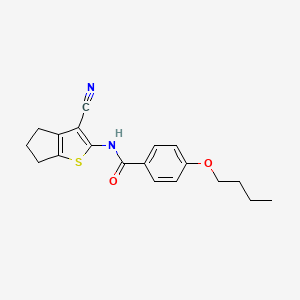molecular formula C19H20N2O2S B2740116 4-butoxy-N-(3-cyano-5,6-dihydro-4H-cyclopenta[b]thiophen-2-yl)benzamide CAS No. 312917-36-5